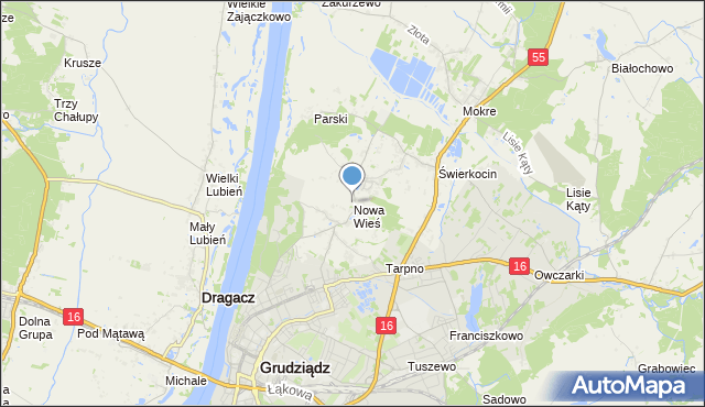 mapa Nowa Wieś, Nowa Wieś gmina Grudziądz na mapie Targeo